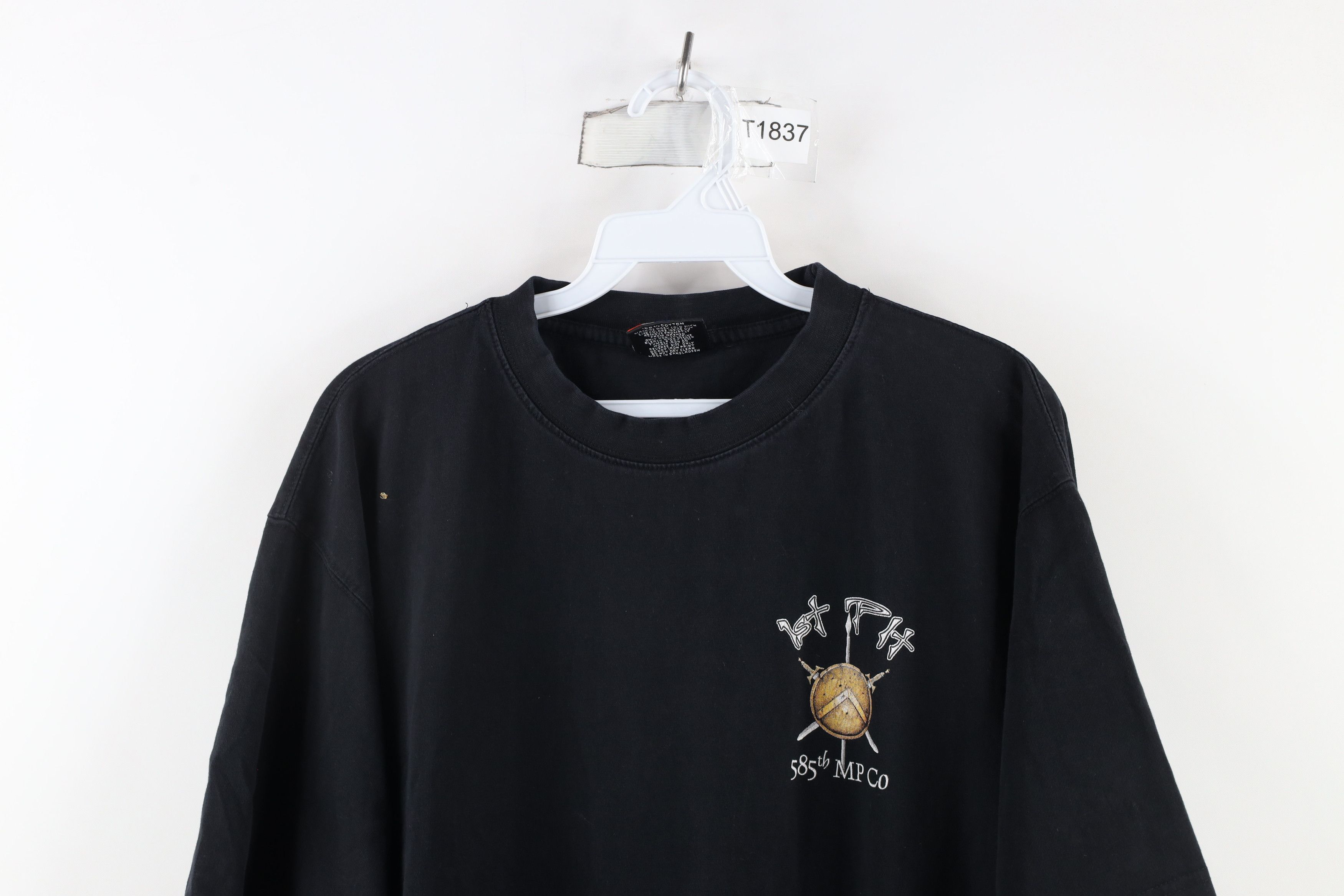 Vintage Vintage Y2K Police 585th MP Co Spartans T-Shirt Black Size US XL / EU 56 / 4 - 2 Thumbnail