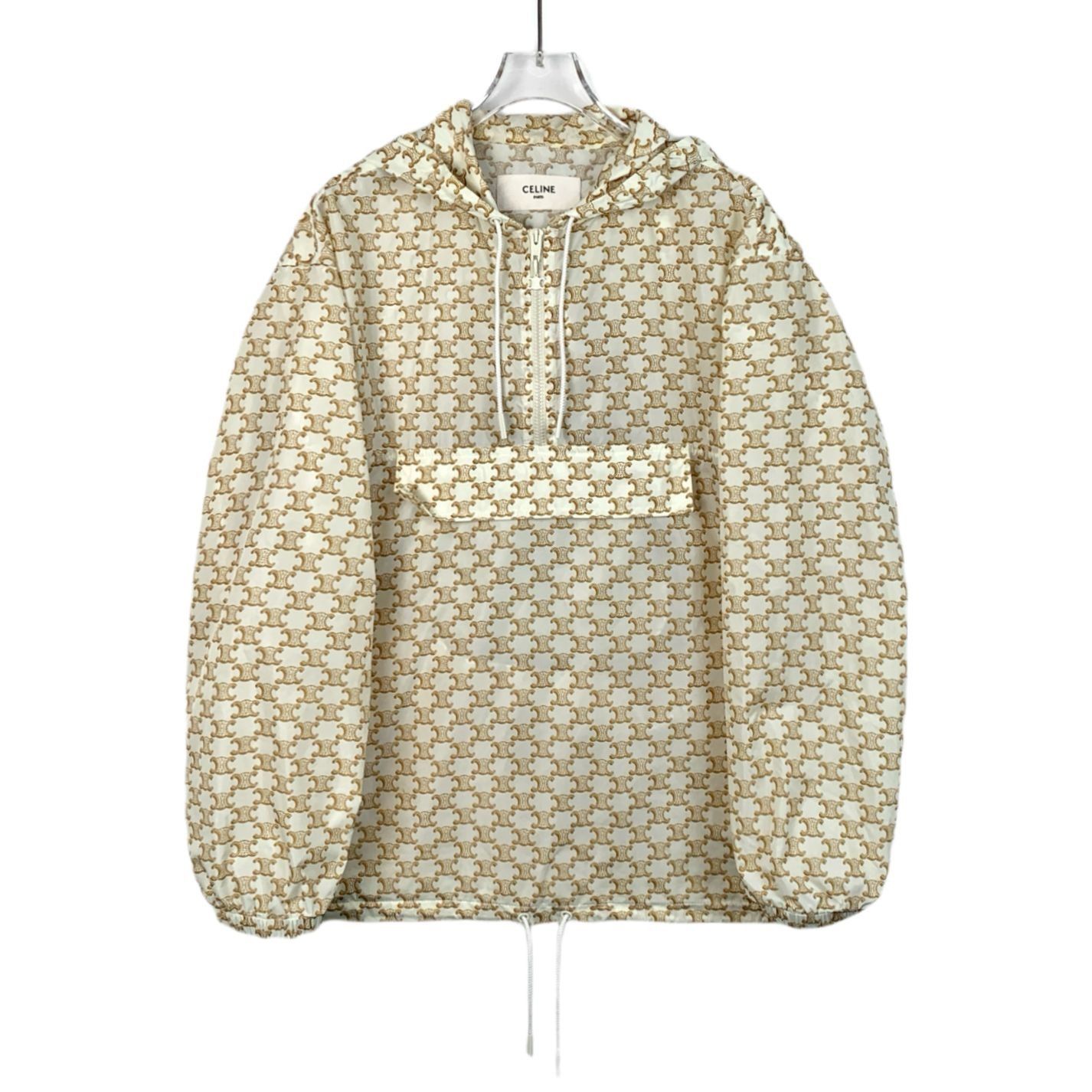Celine Celine Beige & Gold Triomphe Monogram Hooded Jacket Size S / US 4 / IT 40 - 1 Thumbnail
