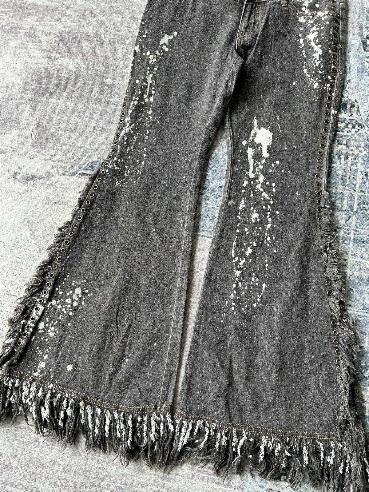 14th Addiction Flared Punk Style Painted Jeans Size US 29 - 6 Thumbnail