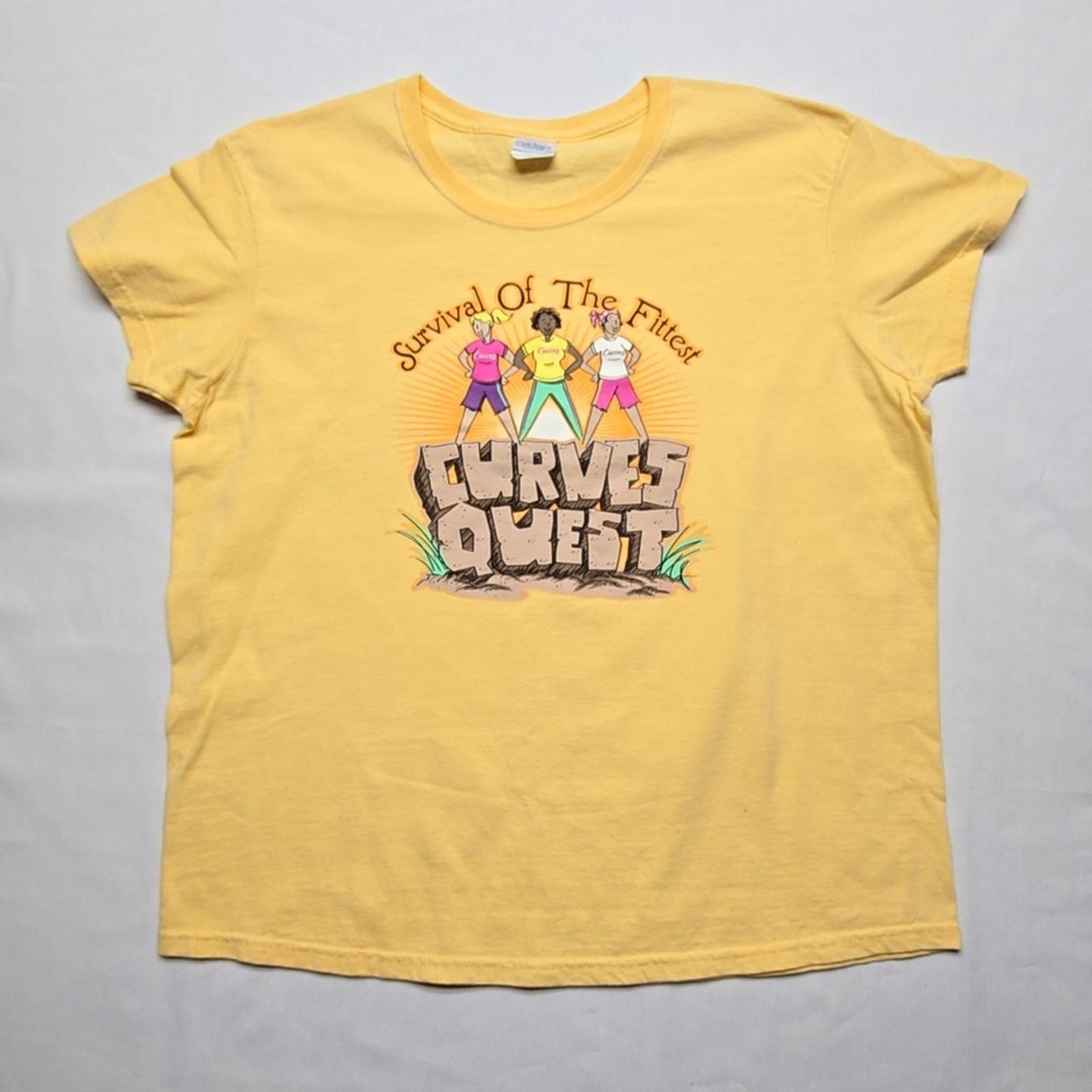 Gildan Curves Quest Shirt Survival Of The Fittest Yellow XL Tee Size XL / US 12-14 / IT 48-50 - 1 Thumbnail