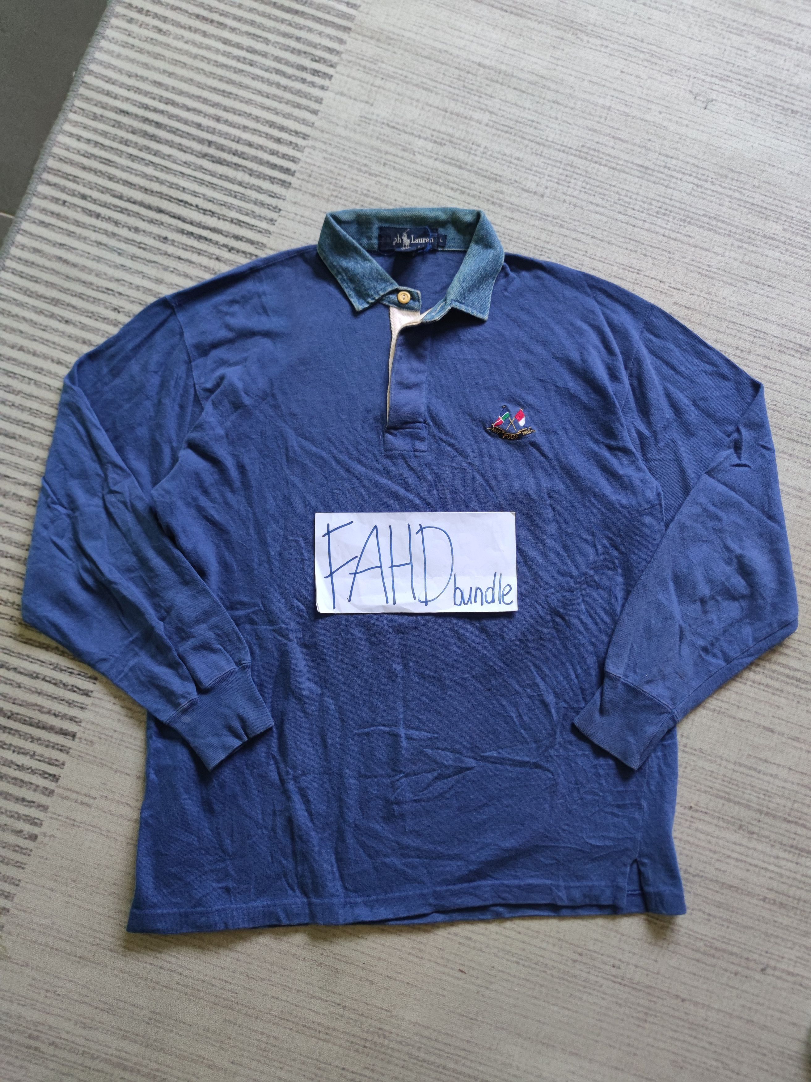1988 Ralph Lauren Cross Flag Denim Collar Polo