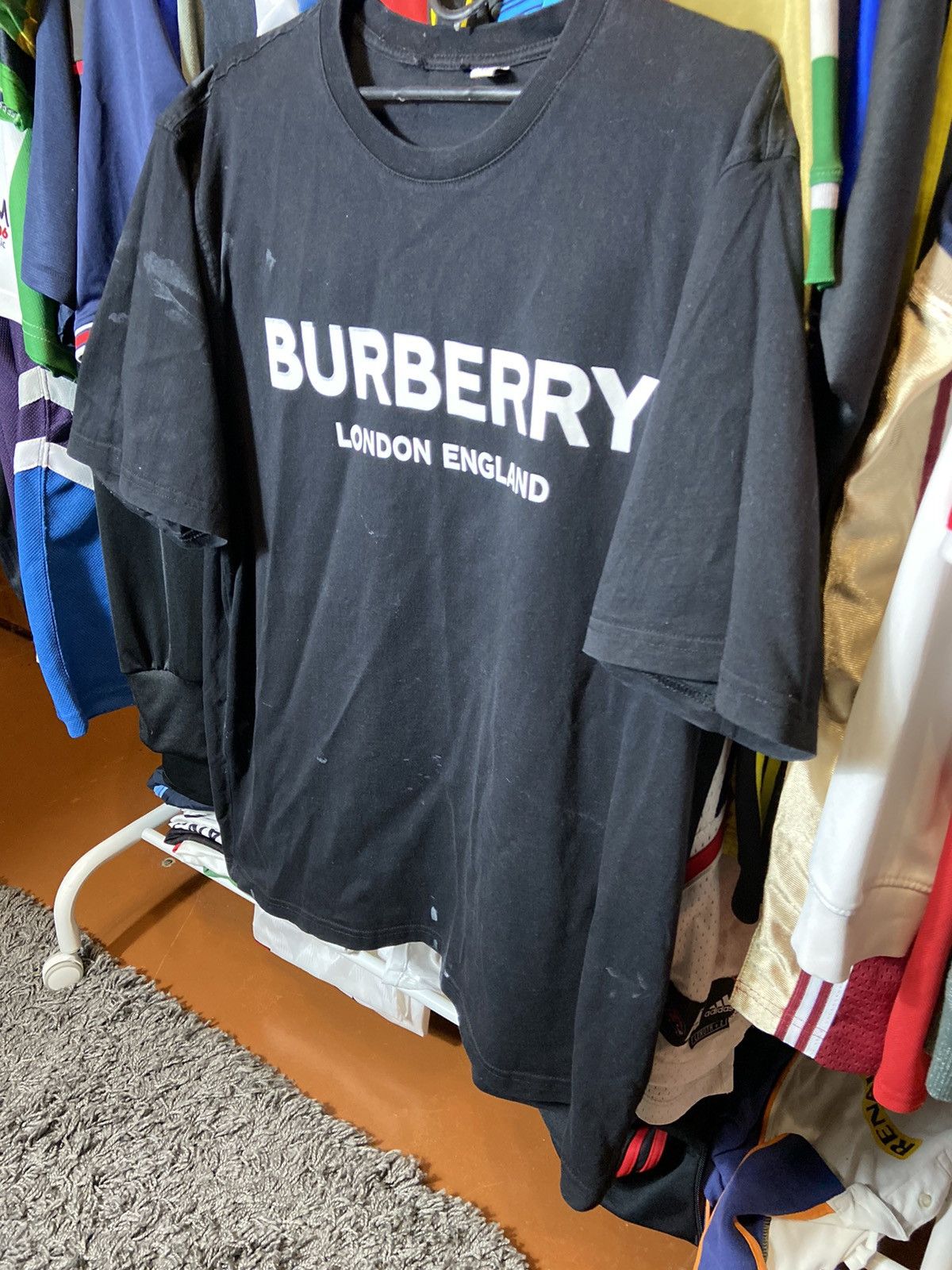 Burberry × Vintage BURBERRY LONDON CENTRE LOGO THRASHED STYLE COTTON T-SHIRT Size US XL / EU 56 / 4 - 4 Thumbnail