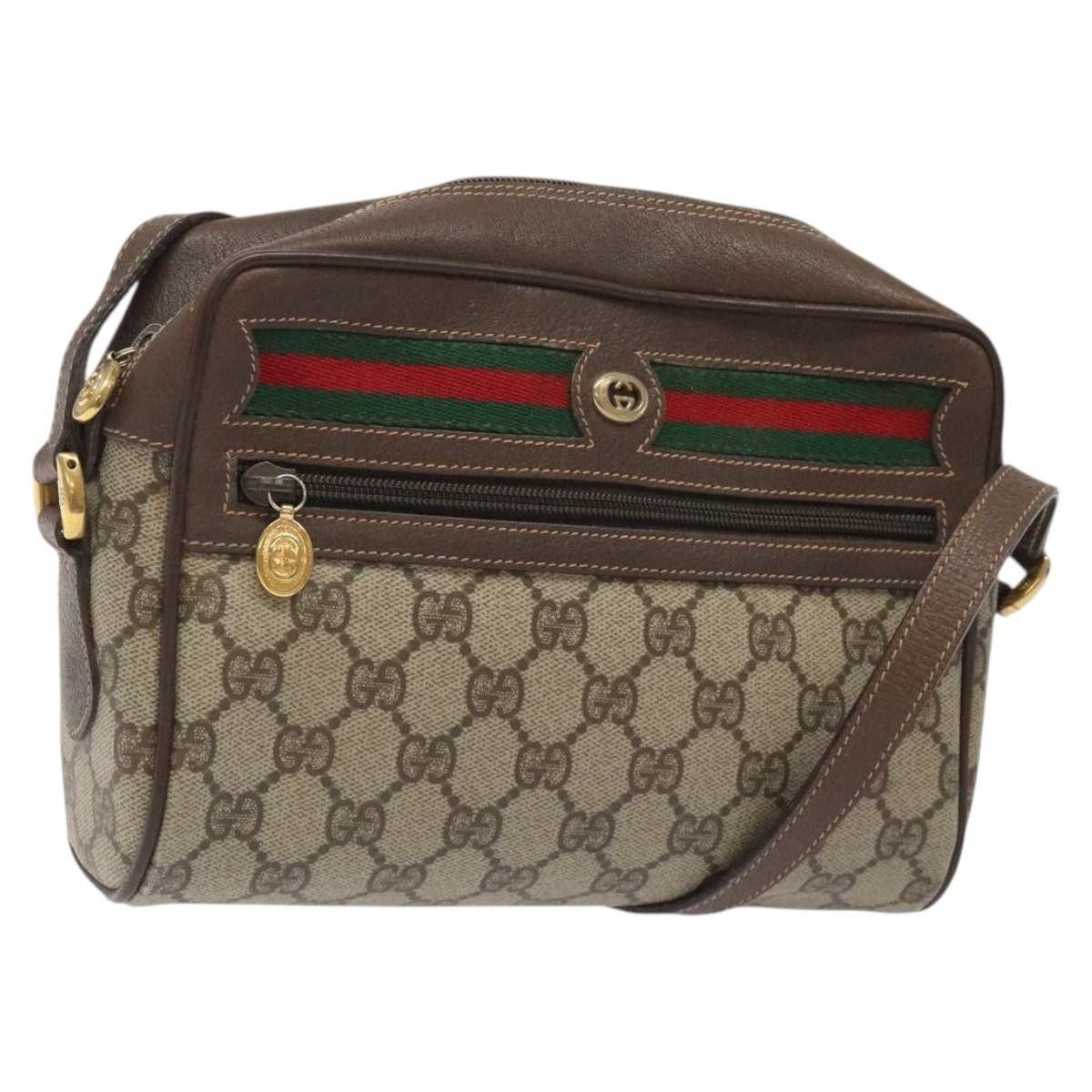 Gucci GG Supreme Web Sherry Line Shoulder Bag Pvc Beige 56 02 087 Auth 121924, Women's