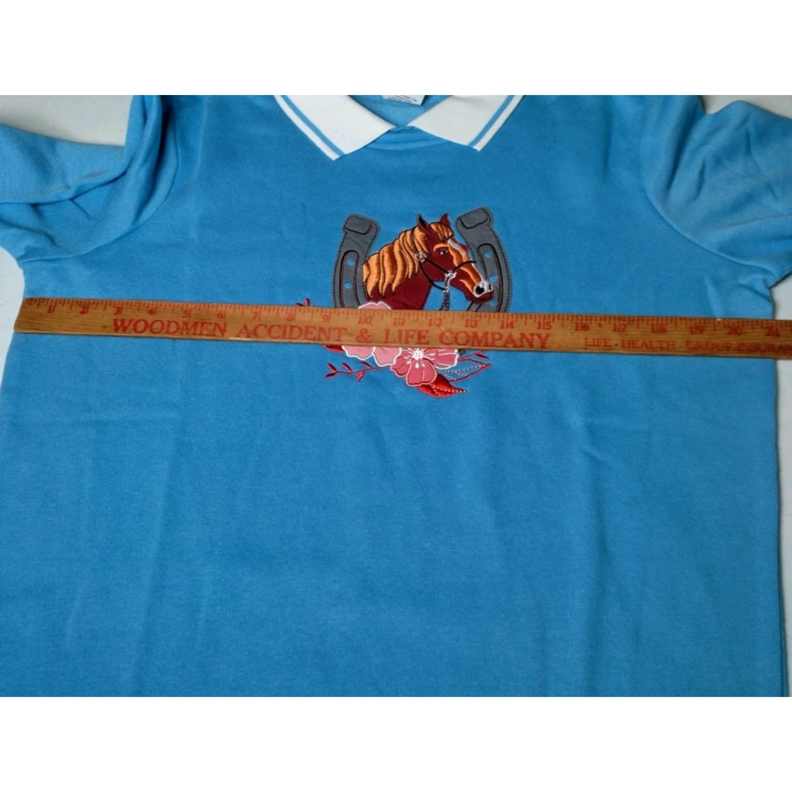 Vintage Adrian Delafield Sweatshirt Women M Collared Blue Horse Equestrian Embroidered Knit Pullover Regular Size Blue Womens Size M / US 6-8 / IT 42-44 - 4 Thumbnail