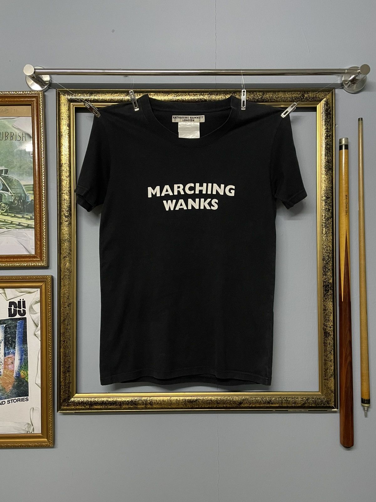 Katharine Hamnett London Vintage 1990s Designer Katherine Hamnett Marching Wanks Tee Size US XS / EU 42 / 0 - 1 Thumbnail