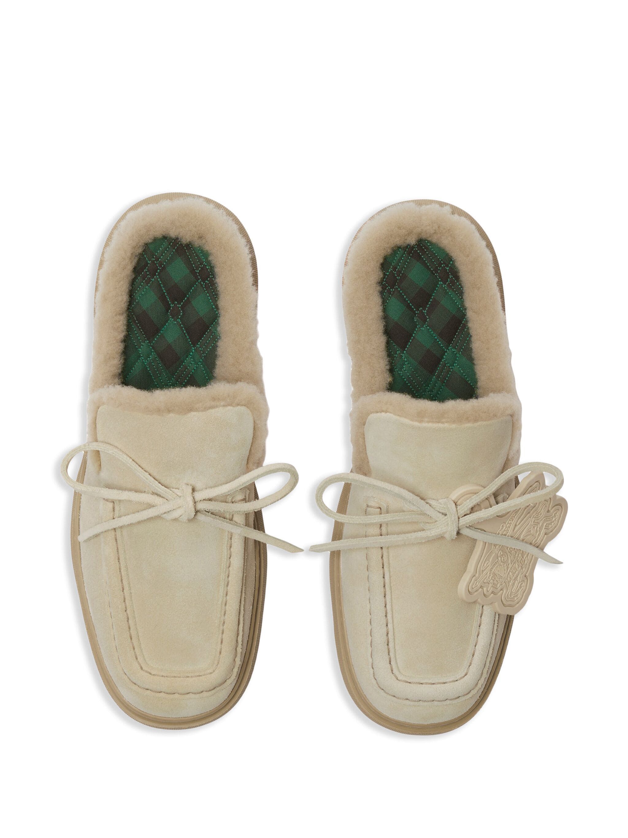 Burberry o1w1db10824 Logo-Charm Suede Mules in Light Beige Size US 12 / IT 42 - 4 Thumbnail