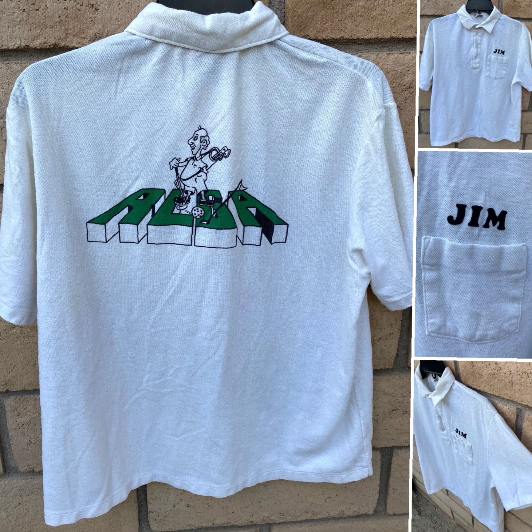 Vintage VINTAGE Print Ons Polo Shirt Golf Golfing Golfer RLGA Graphic Pocket XL White Mens Shirt 1970s 1980s Size US XL / EU 56 / 4 - 3 Thumbnail