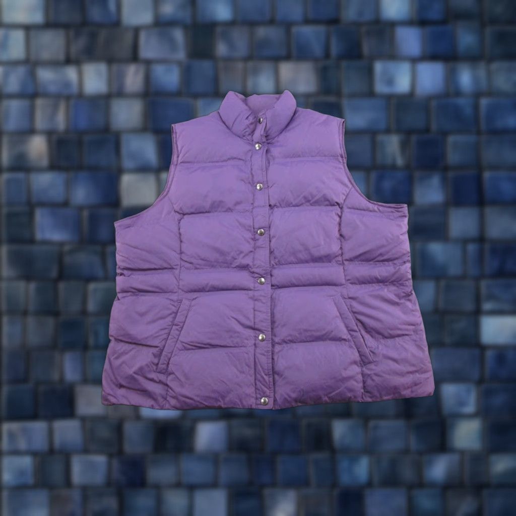 Lands' End Lands' End Womens Purple Snap Up Down Feathers Filled Puffer Vest Plus Size 2X Mens? Womens (adjusted) Size XXL / US 16-18 / IT 52-54 - 1 Thumbnail