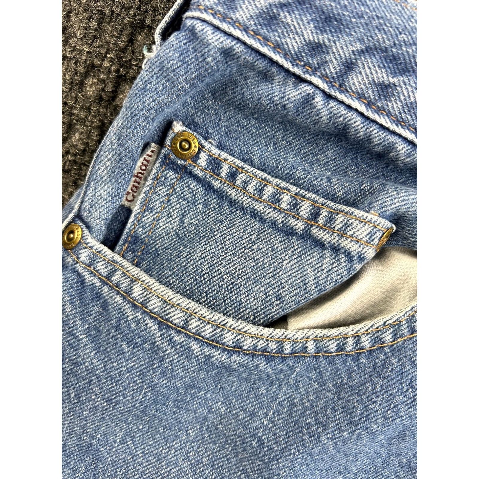 Carhartt VINTAGE Carhartt Jeans Relaxed Fit 38 x 30 Denim Blue 90s Grunge Logo 5-Pocket Mens Jeans Size US 38 / EU 54 - 4 Thumbnail