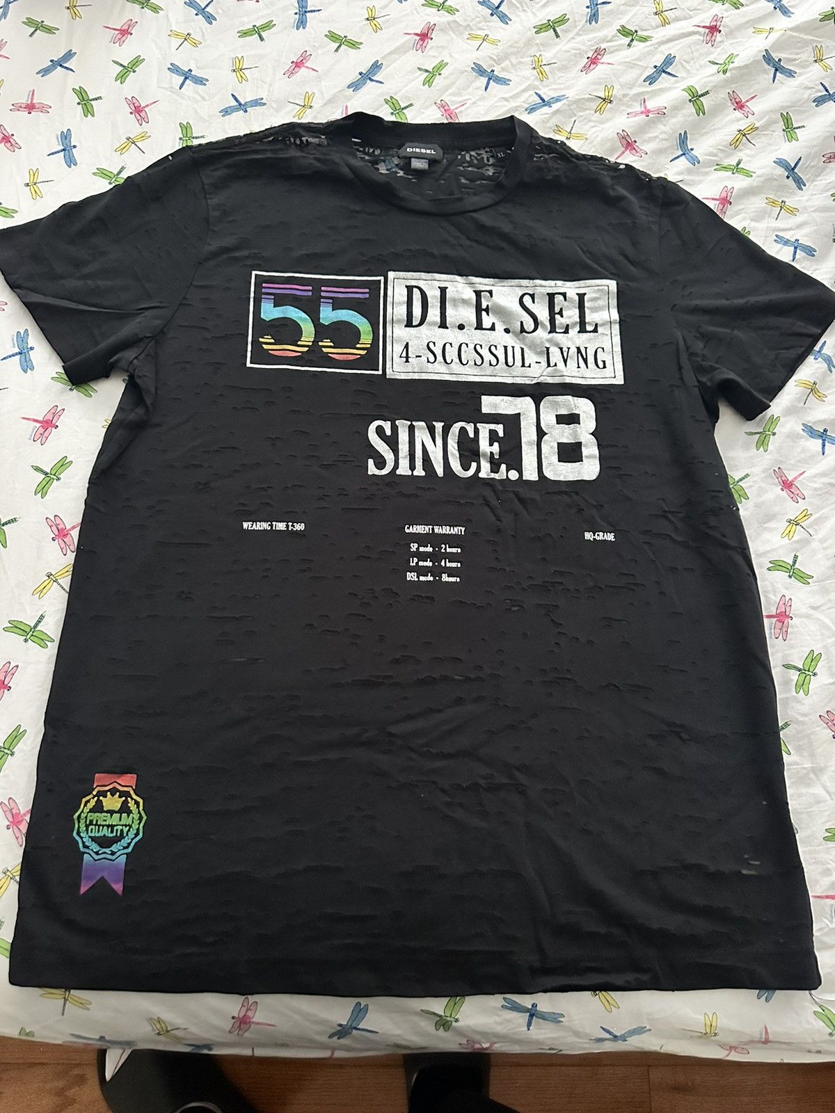 Diesel Distressed Mesh Graphic Tee Size US XL / EU 56 / 4 - 1 Thumbnail