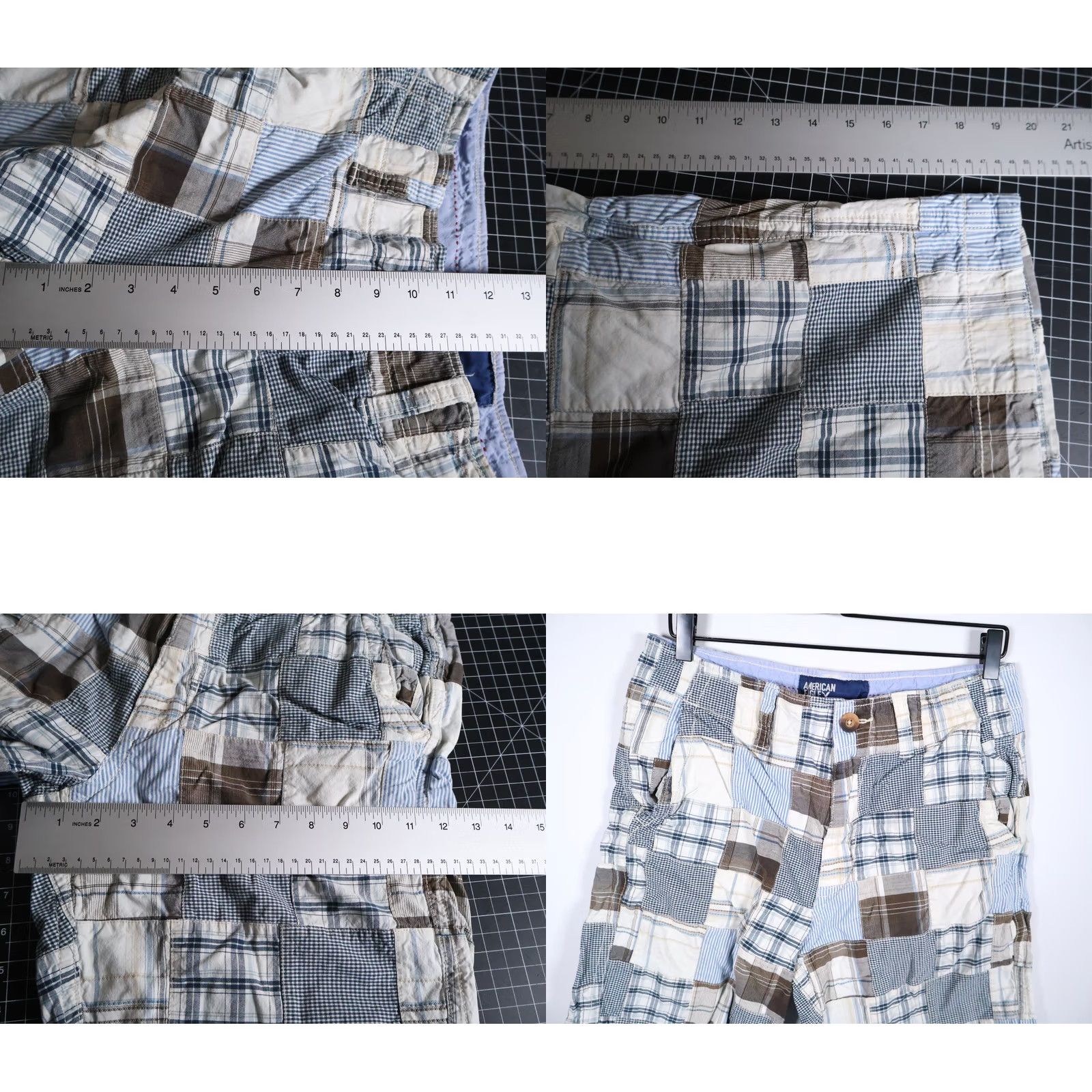 American Eagle Outfitters VINTAGE American Eagle Outfitters Patchwork Madras Shorts Men 32 x 9 White Blue Plaid Size US 32 / EU 48 - 8 Thumbnail