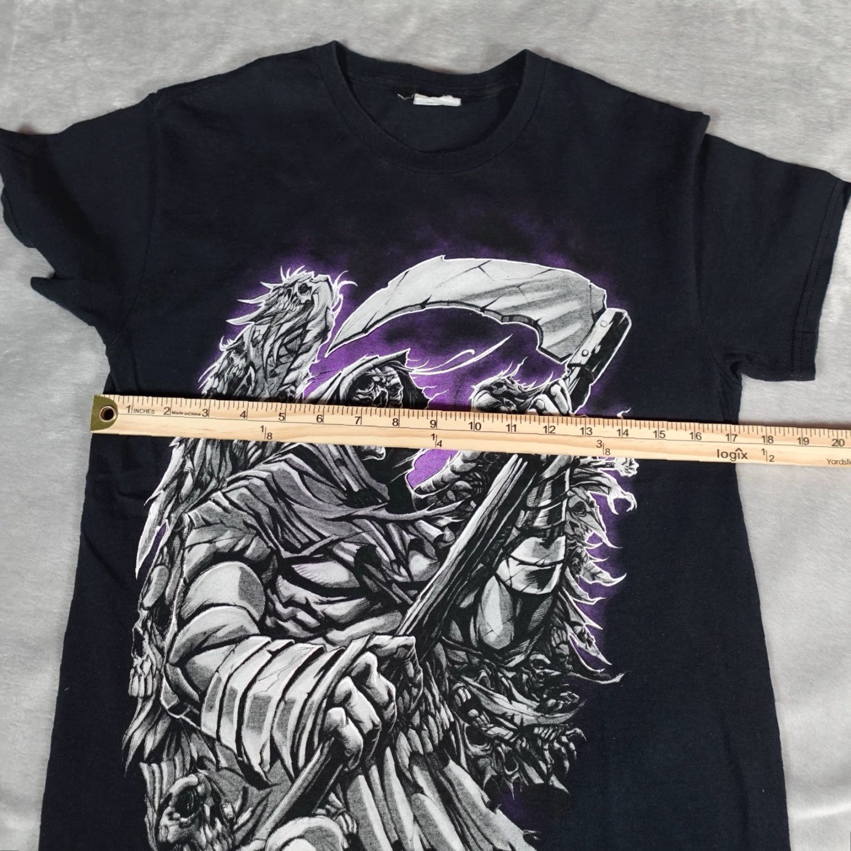 Gildan GILDAN Grim Reaper Wings Graphic T-Shirt Mens S Faded Black Grunge Style Size US S / EU 44-46 / 1 - 4 Thumbnail