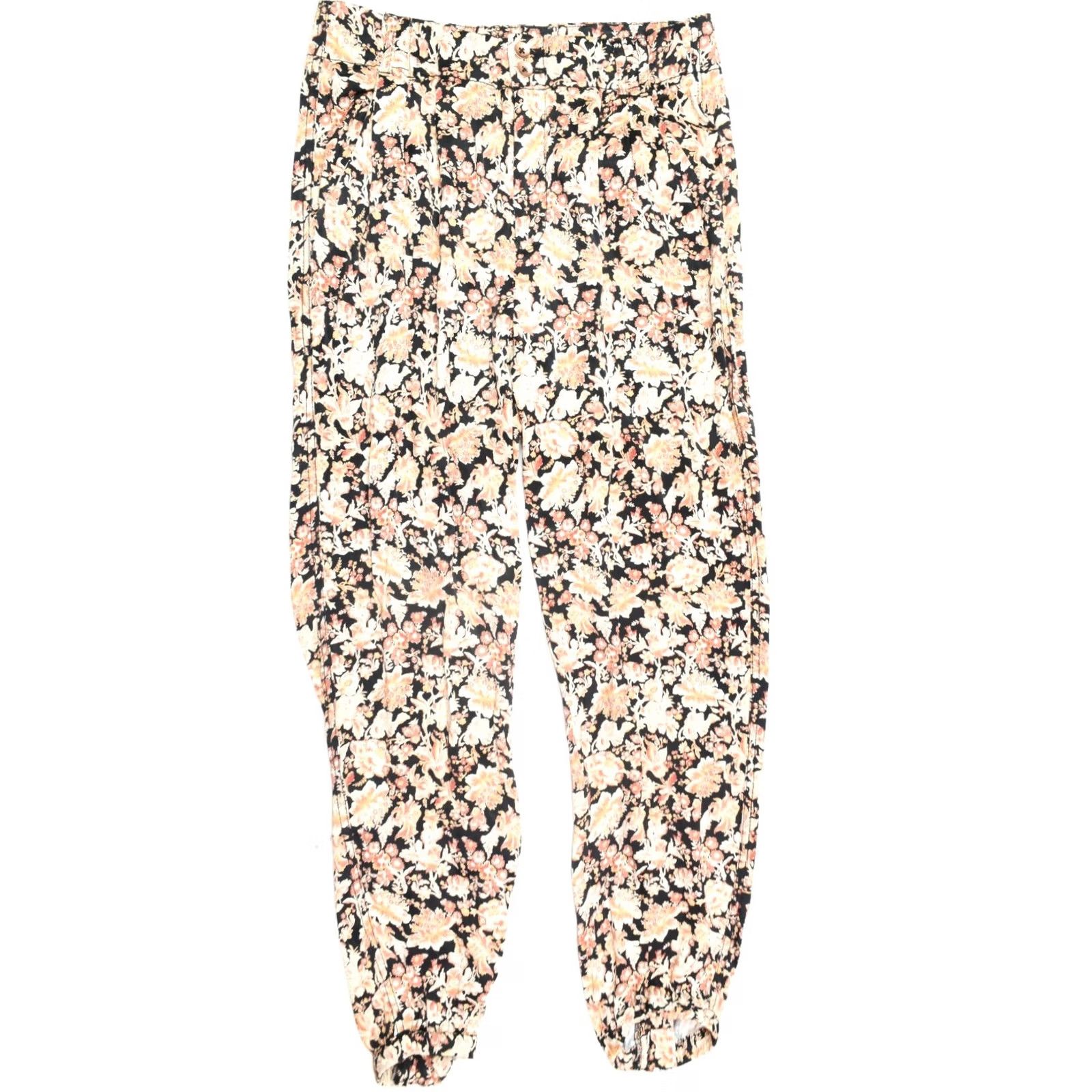 Anthropologie Anthropologie Diandra Multi Jogger Pants Womens 2 Beige Floral High Rise Pleated Size 26" / US 2 / IT 38 - 2 Thumbnail