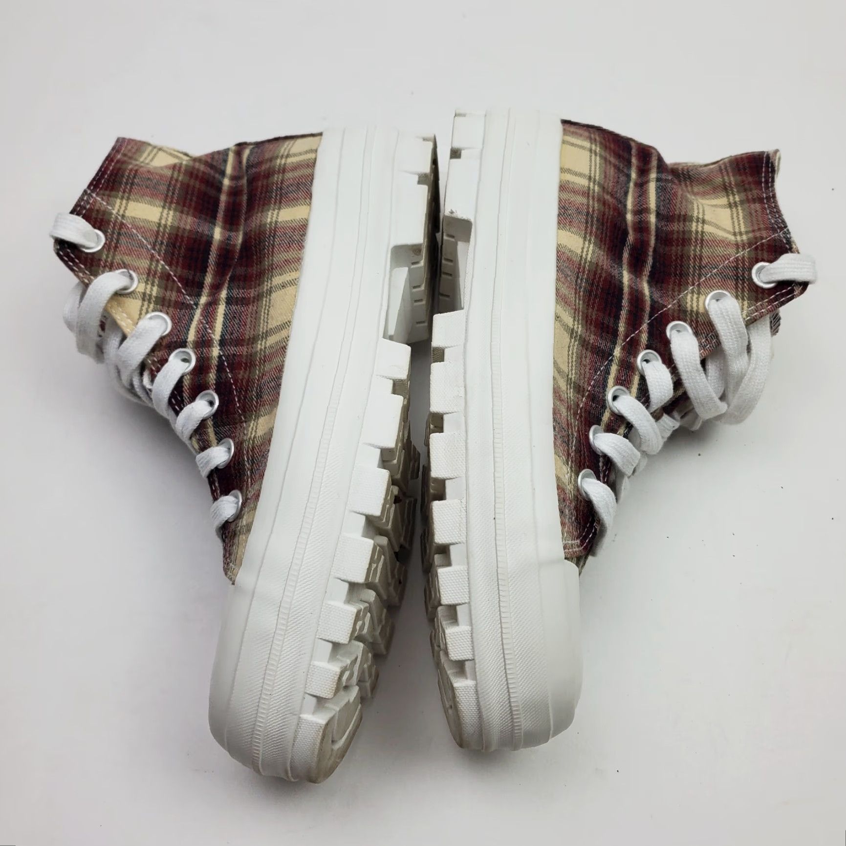 Vintage Womens Sneakers Hi Top Size 9 Y2K Canvas Plaid Lugs Chunky Sole Shoes Size M / US 6-8 / IT 42-44 - 7 Thumbnail