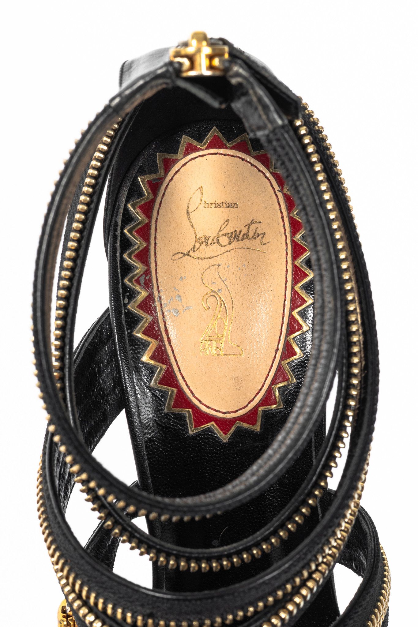Christian Louboutin Christian Louboutin Unzip 100 Black & Gold Kid Leather Booty Size US 9 / IT 39 - 10 Thumbnail
