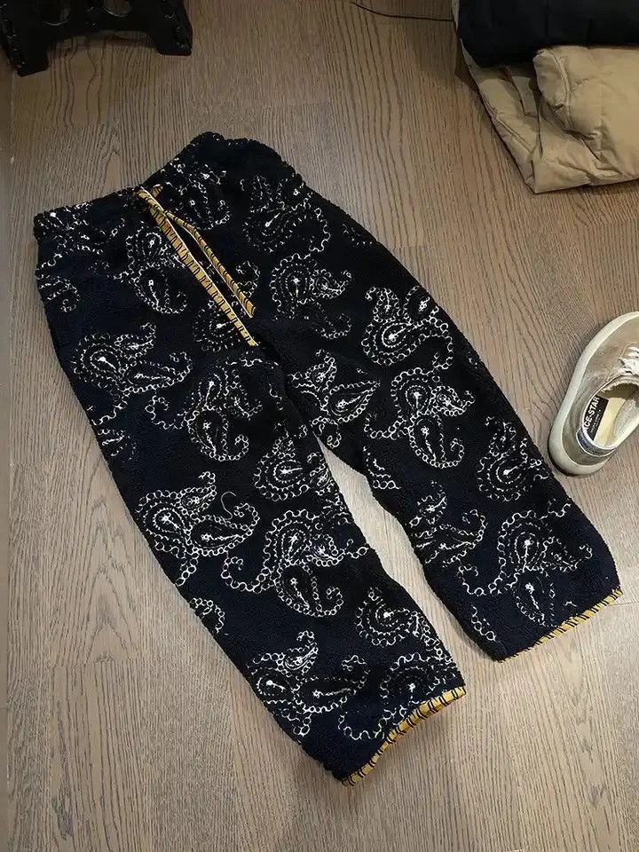 Japanese Brand × Vintage Avant garde retro paisley fleece pants with tiger embroidery Size US 32 / EU 48 - 5 Thumbnail