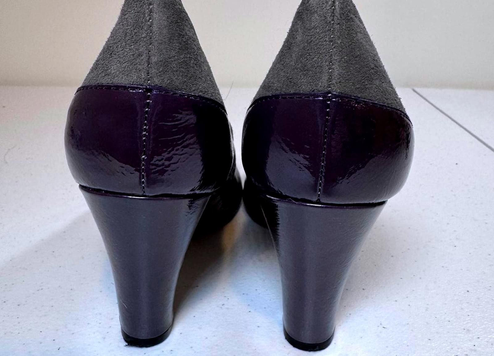 Designer Aerosoles Classic Peep-Toe Heels - Gray Suede Size US 10 / IT 40 - 3 Thumbnail