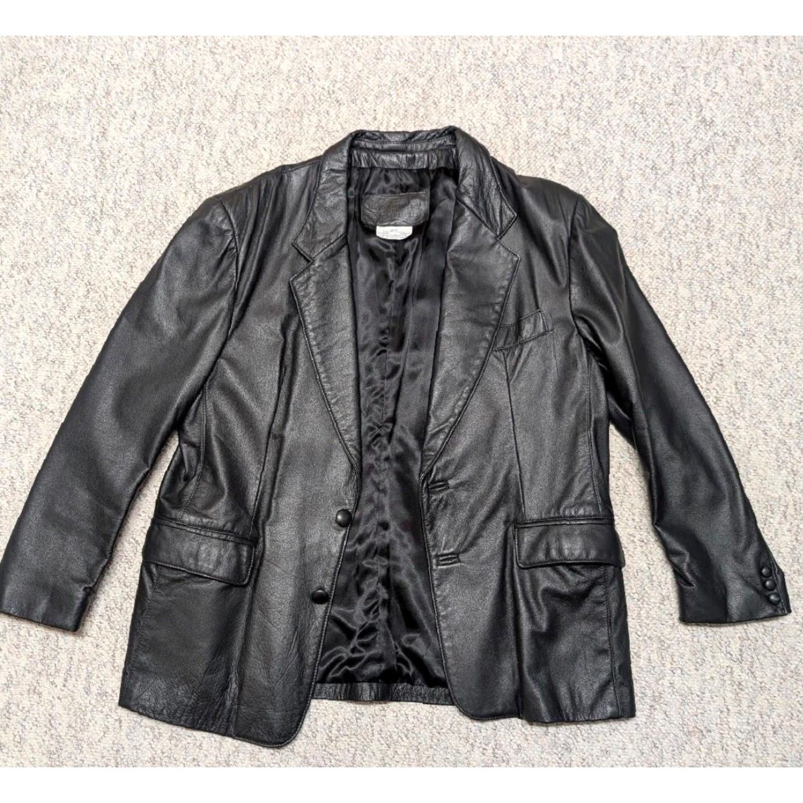 Vintage VINTAGE Leather blazer Leather Ranch 46R XL Black Mens Blazer 1990s deerskin butter-soft Leather Ranch 46R XL Black Mens Blazer 90s Size 46R - 6 Thumbnail