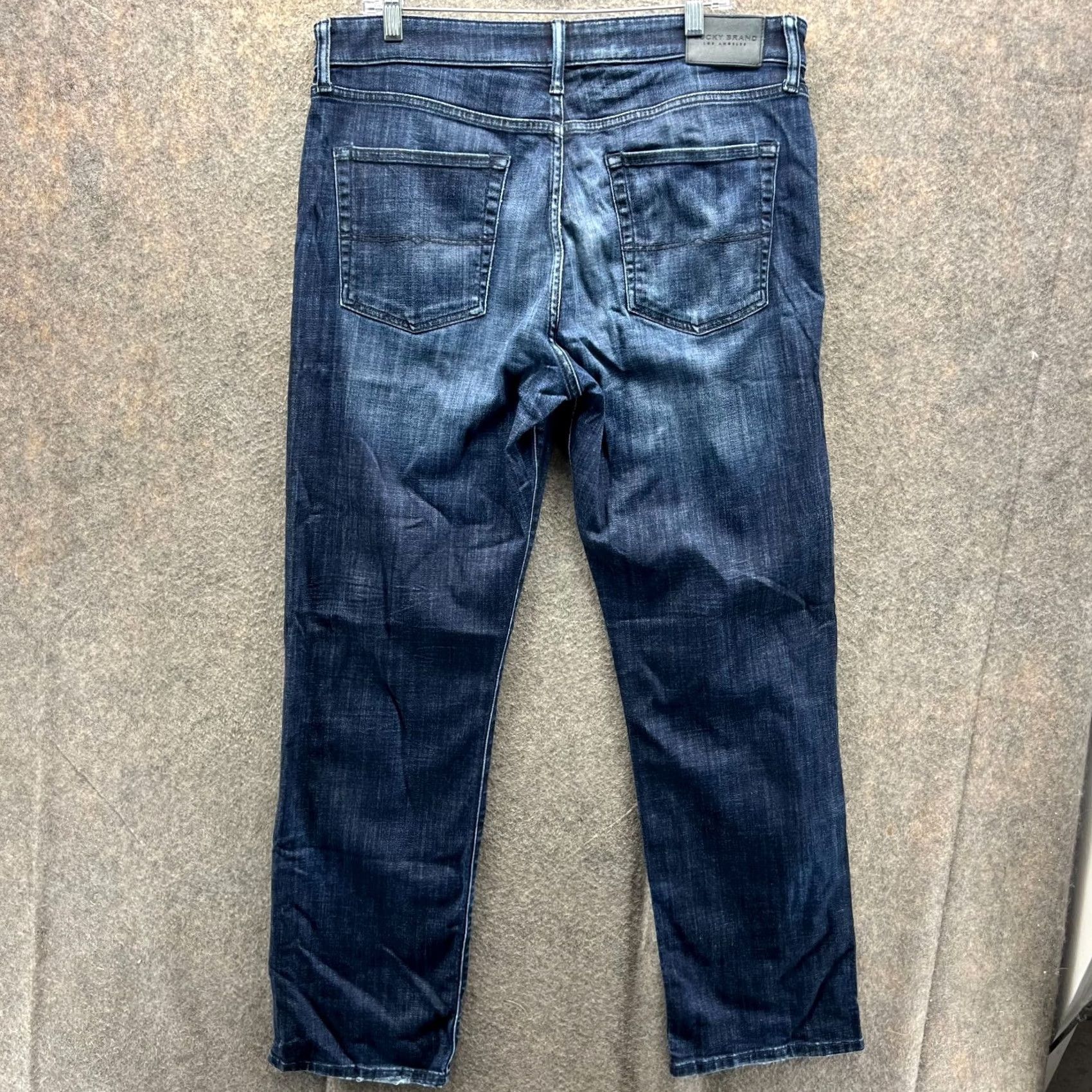 Lucky Brand Lucky Brand Jeans Mens 34x32 Dark Blue Denim Straight Vintage Cotton Stone Wash 5-Pocket Pattern Solid Jeans Mens Regular 34x32 Blue Size US 34 / EU 50 - 2 Thumbnail