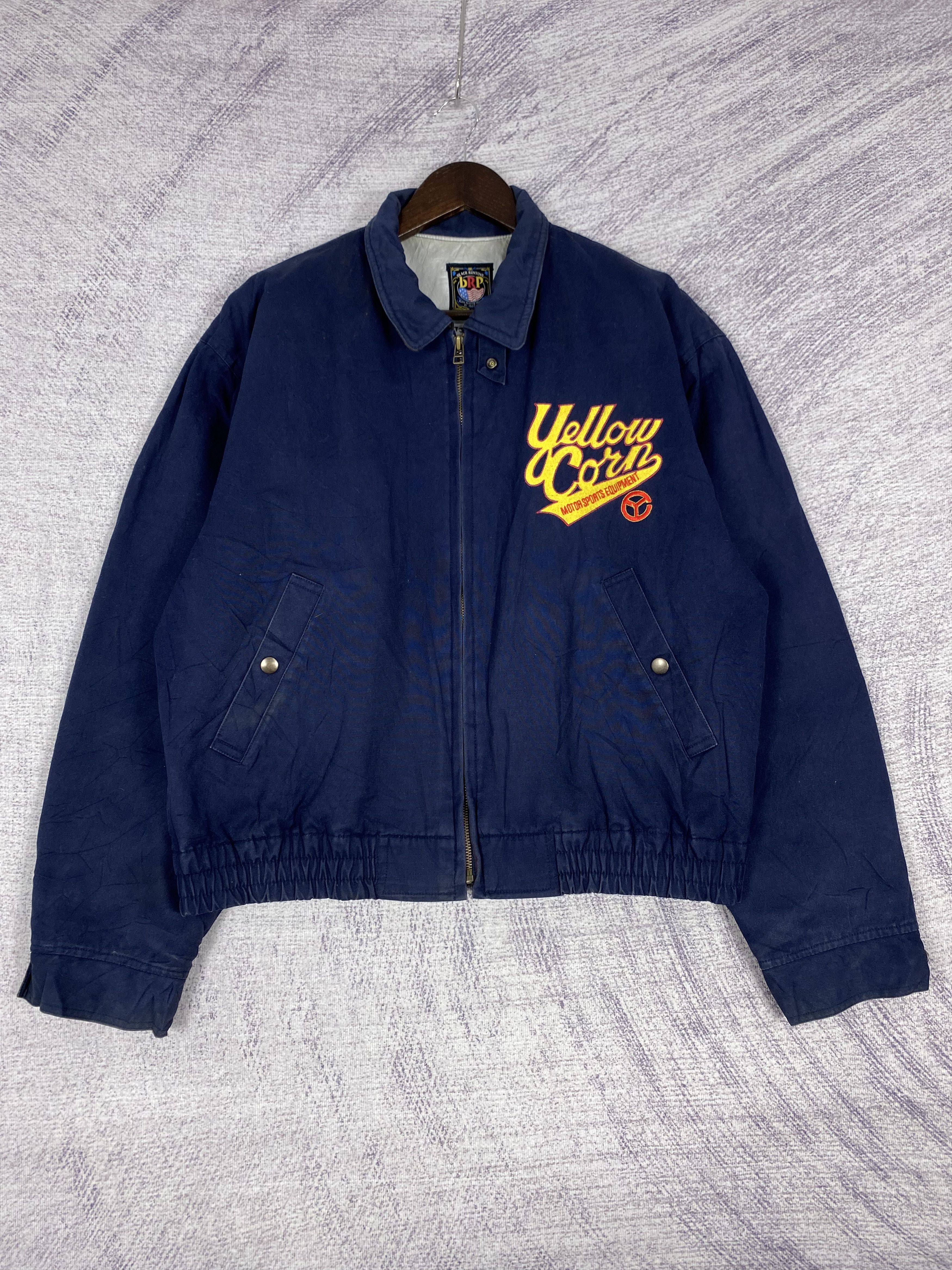 Vintage Yellow Corn Backside Cartoon Zip Up Canvas Jacket