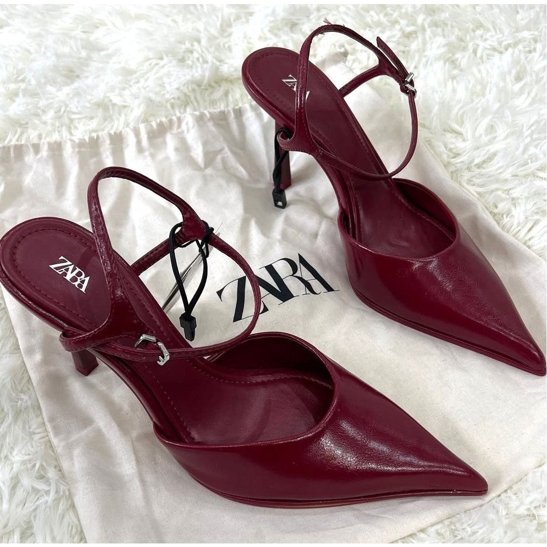 Zara ZARA Cherry Red Slingback Heels Pointed Toe Pumps NWT Size US 7.5 / IT 37.5 - 14 Thumbnail