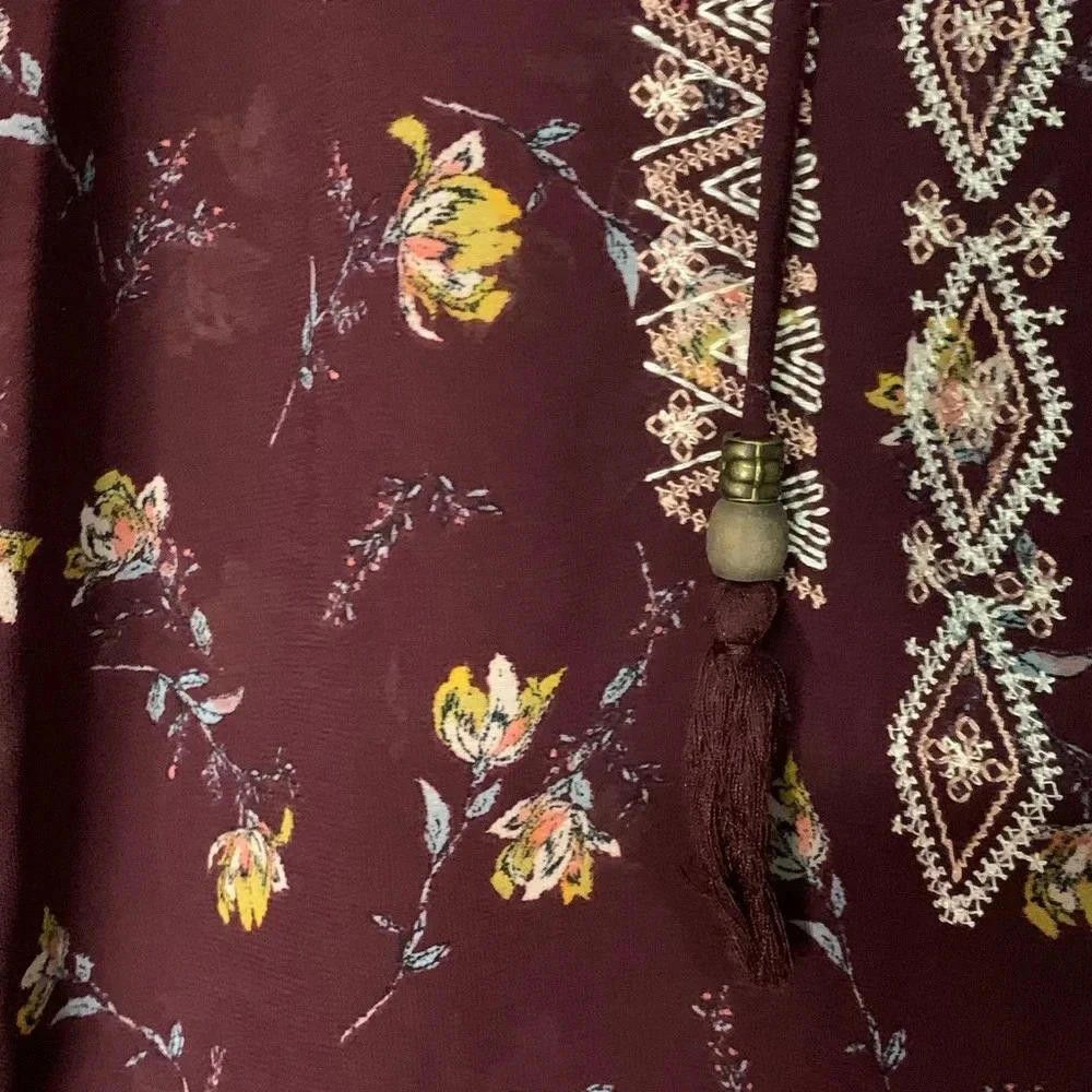 Other Women's Floral Boho Top - Burgundy Size S / US 4 / IT 40 - 3 Thumbnail
