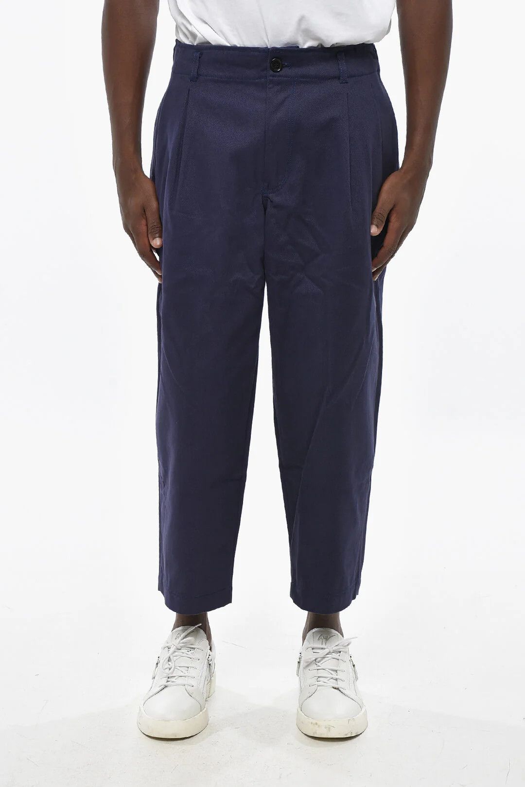 Comme des Garcons og1mm0426Solid-Colour Double-Pleat Pant in Blue Size US 32 / EU 48 - 1 Thumbnail