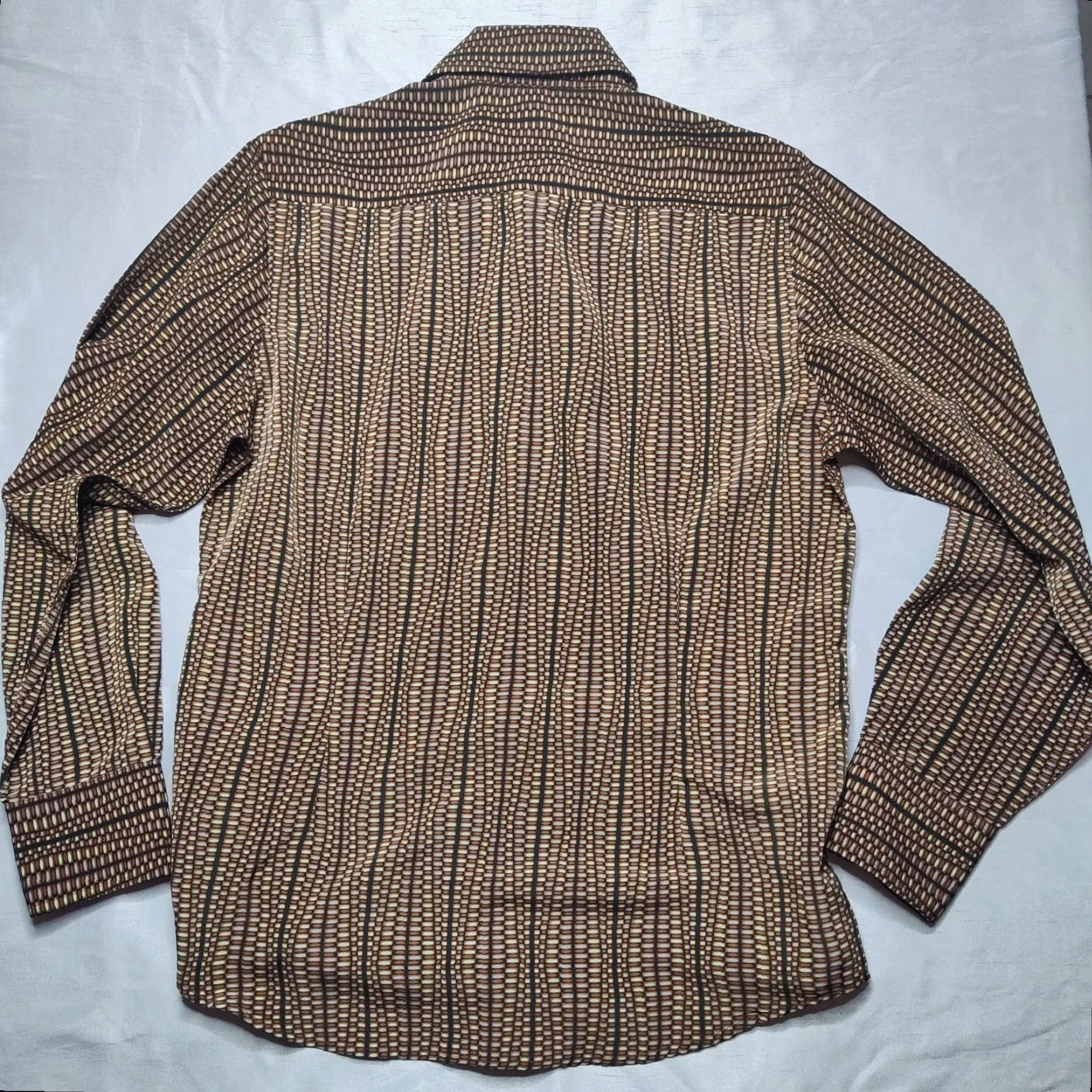 Kenneth Cole KENNETH COLE Men Medium Basket Weave Print Polyester Button-Up Shirt EUC Size US M / EU 48-50 / 2 - 2 Thumbnail
