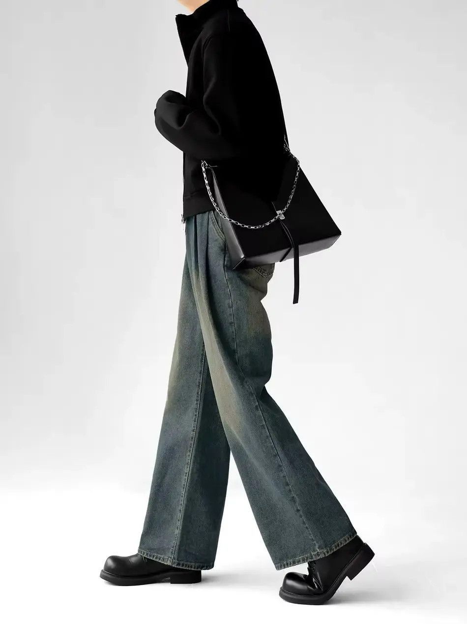 Japanese Brand Vintage baggy pleated wide leg washed jeans Size US 30 / EU 46 - 5 Thumbnail