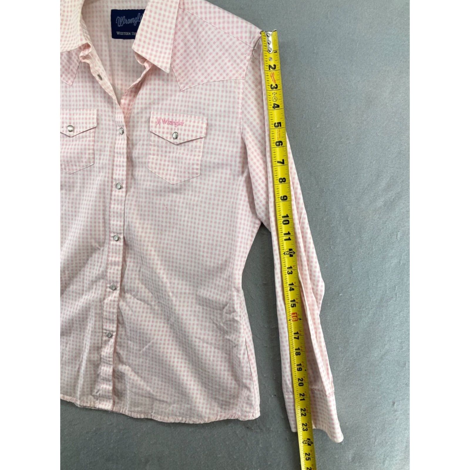 Wrangler VINTAGE Wrangler Western Shirt Womens M Pink Check Pearl Snap 100% Cotton Cowgirl | 90s Theme Size M / US 6-8 / IT 42-44 - 4 Thumbnail