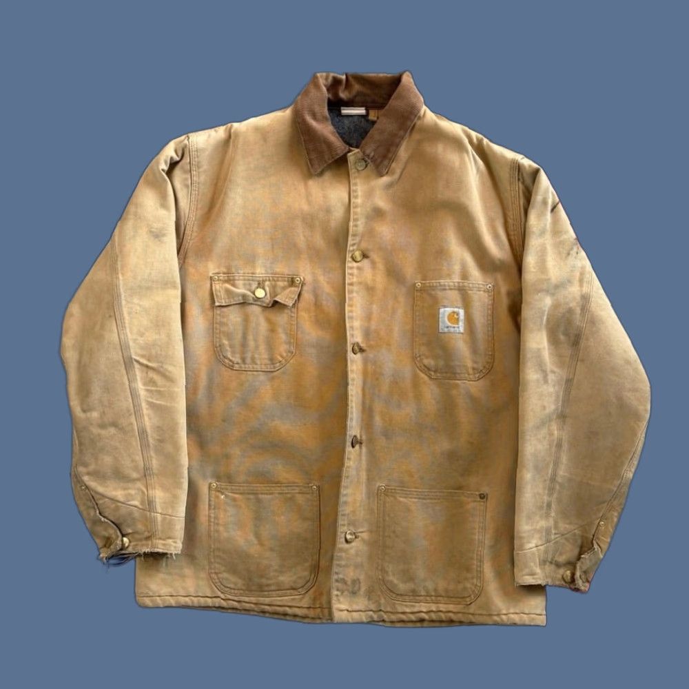 Carhartt VINTAGE Carhartt Chore Coat Brown 46 Tall 6BLCT Cotton Outer Shell Zip Button Workwear 90s Nature Work Mens Coat Size US S / EU 44-46 / 1 - 1 Thumbnail