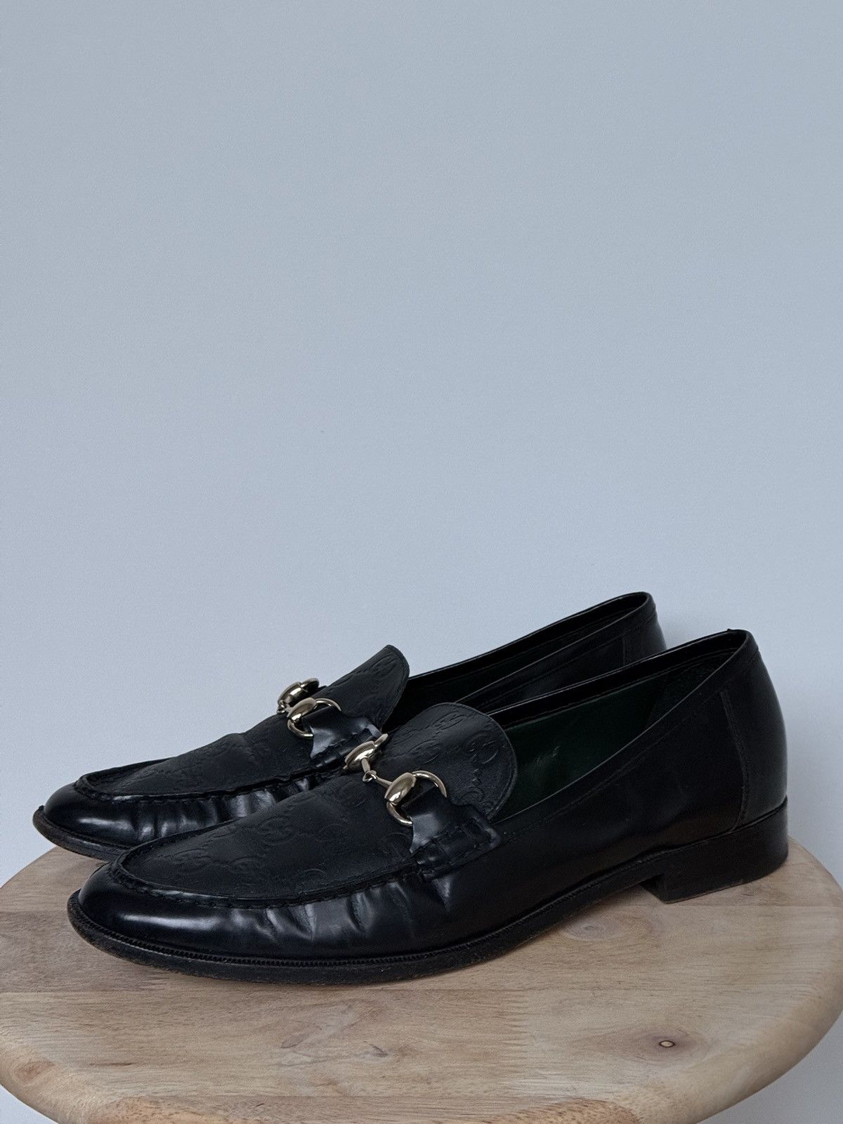 Gucci Gucci Leather Monogram GG Black Horsebit Loafers Size US 9 / EU 42 - 1 Thumbnail