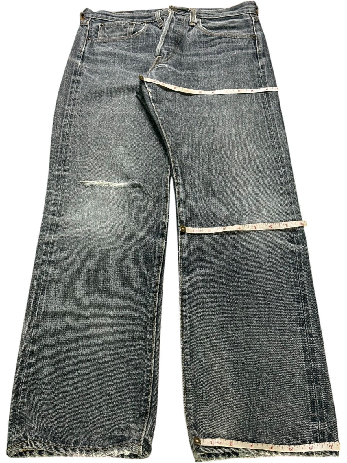 Denime Vintage Japan Denime Selvedge Faded Wash Distressed Jeans Size US 30 / EU 46 - 14 Thumbnail