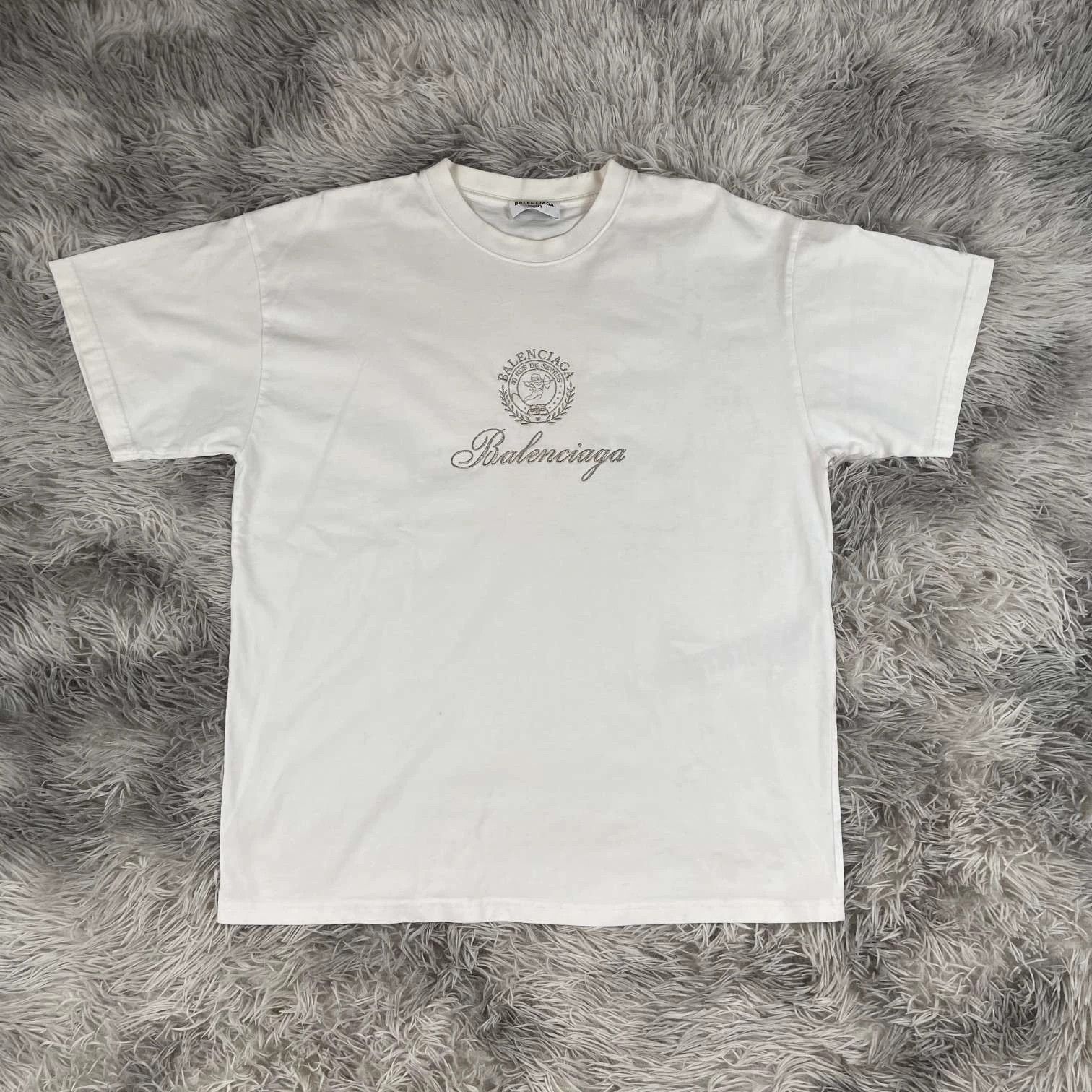 Balenciaga White Embroidered Logo T-shirt - dmc