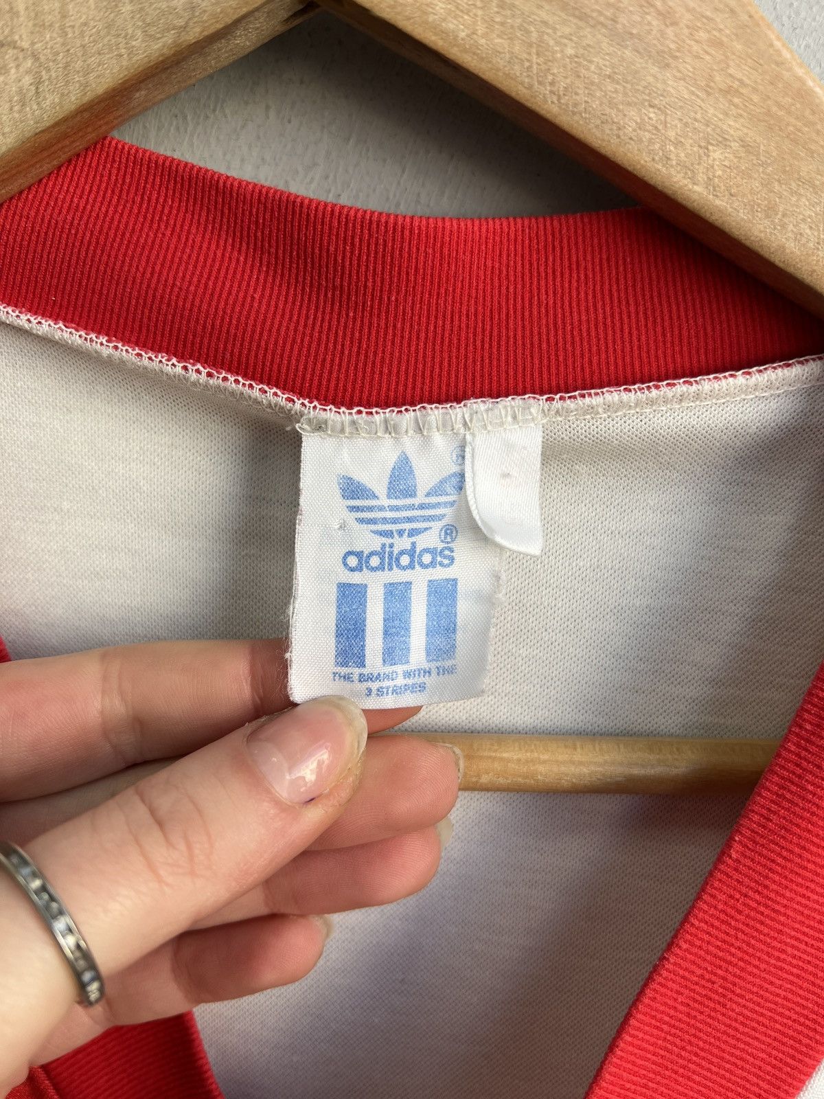 Adidas Adidas Red White Soccer Jersey Vintage west Germany Size US L / EU 52-54 / 3 - 6 Thumbnail