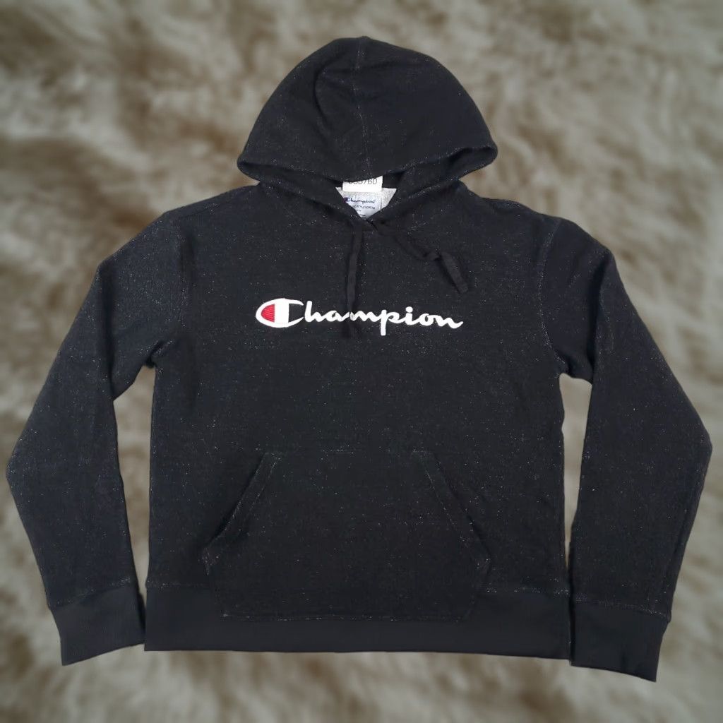 Champion VINTAGE Champion Hoodie Women’s Medium Black Casual Pullover All Seasons Logo Size M / US 6-8 / IT 42-44 - 1 Thumbnail