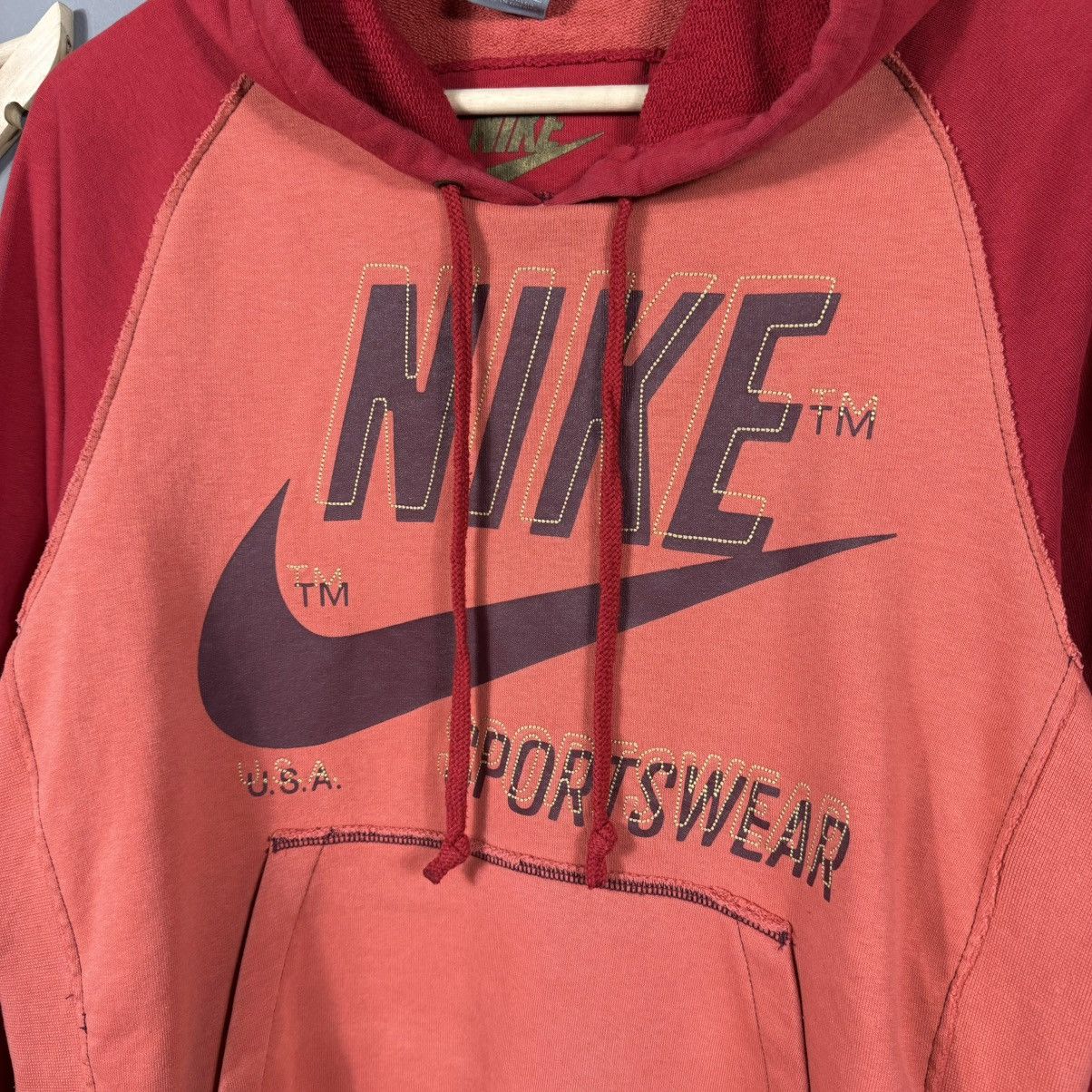 Nike × Vintage Nike Y2K Sportswear Red Hoodie Size US M / EU 48-50 / 2 - 5 Thumbnail