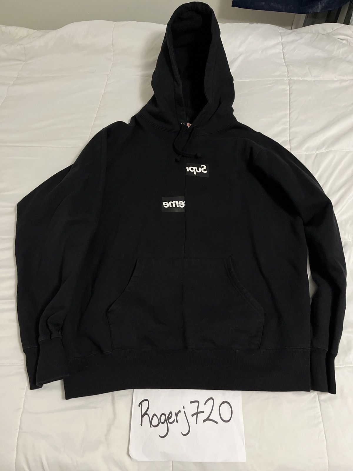 Supreme Supreme CDG SHIRT Split Box Logo Hoodie (Black) | Grailed