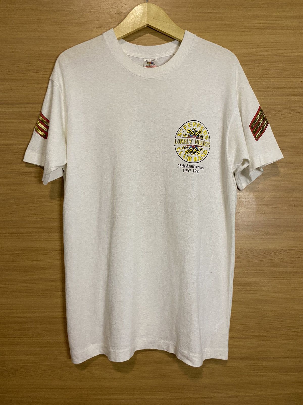 image of Band Tees x Vintage The Beatles 25 Anniversary in White, Men's (Size Medium)