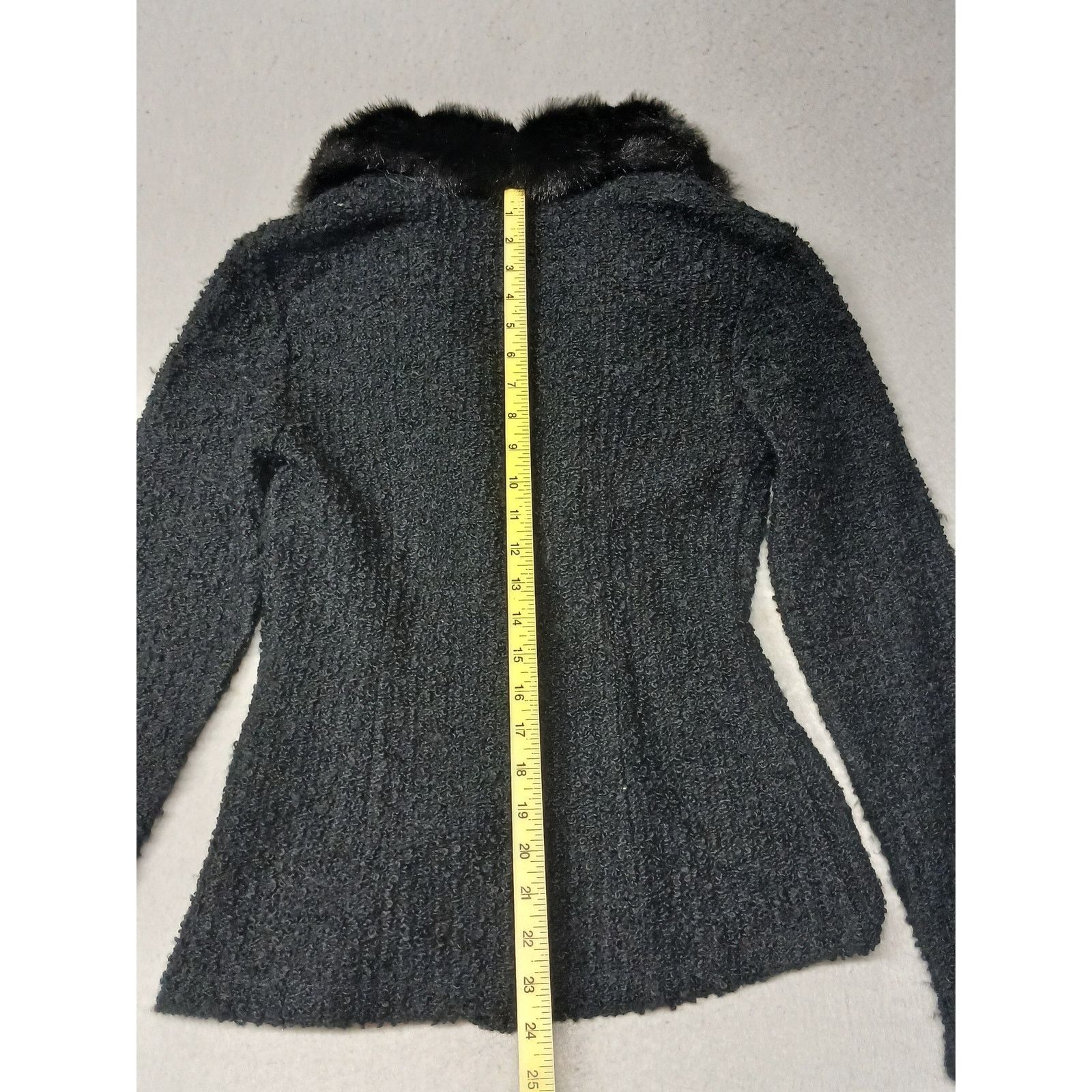 Other Dina Bar-El (Medium) Black Ribbed Zip-Front Cardigan Sweater Size M / US 6-8 / IT 42-44 - 7 Thumbnail