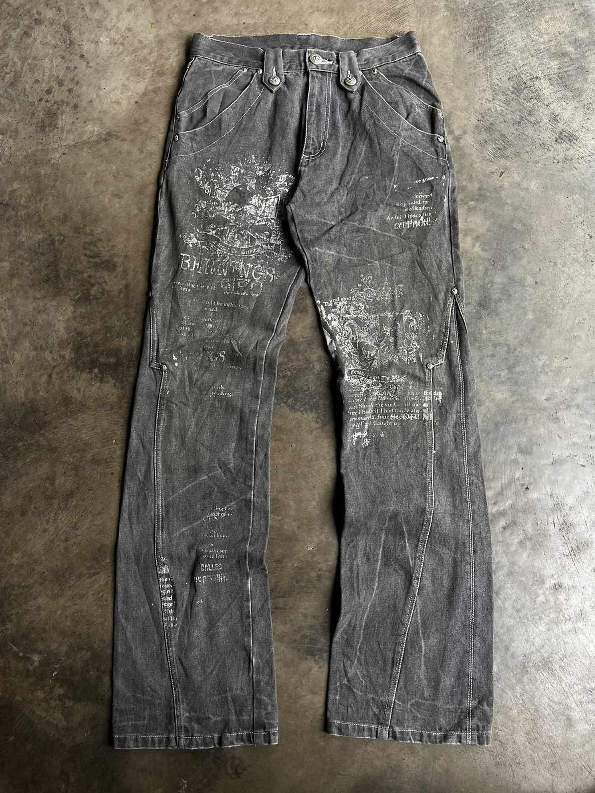 Bernings Sho Flare Gothic Poem Boot Cut Wash Denim Pants