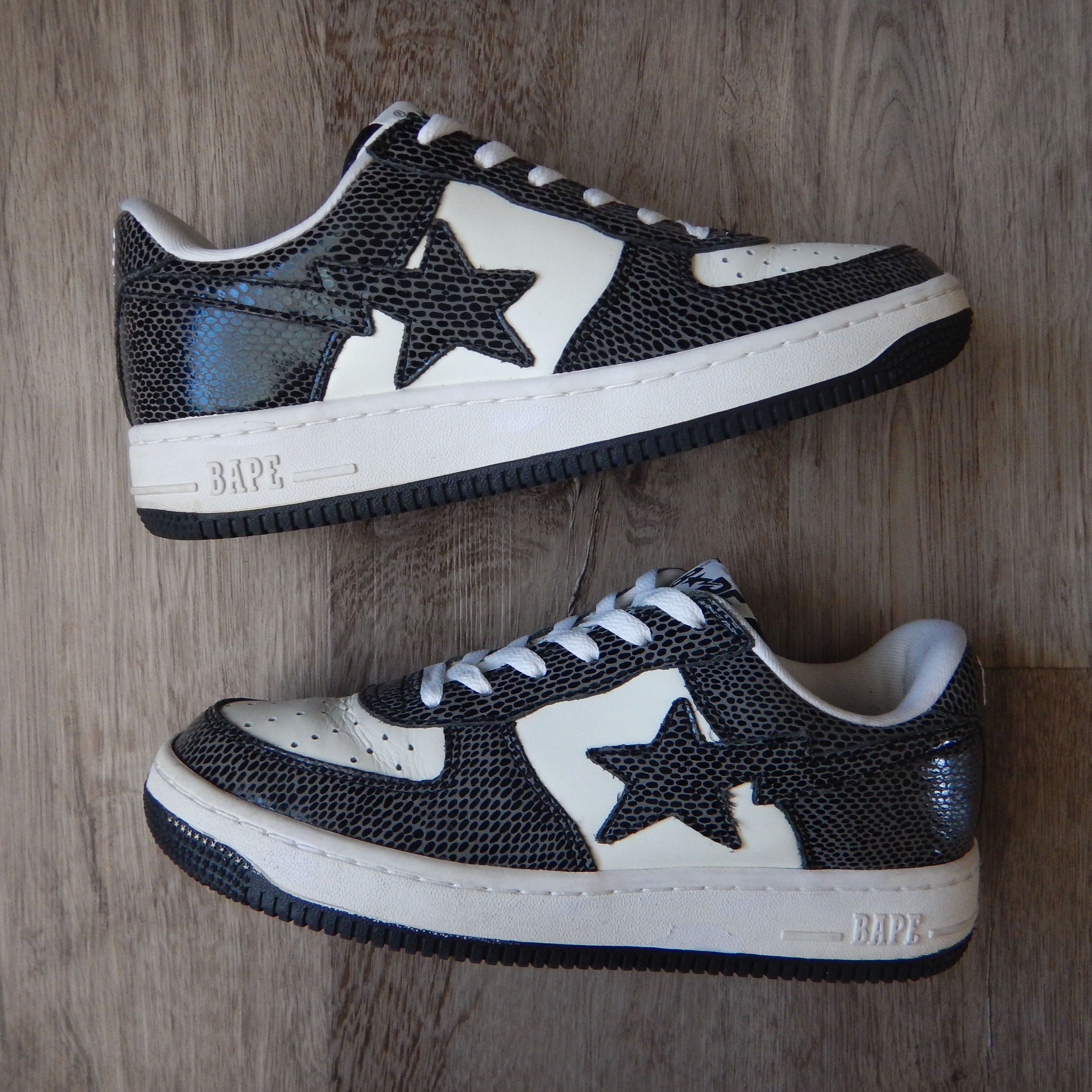 image of 2013 "year Of The Snake" Bape Black Snakeskin Bapesta Shoes in Black/White, Men's (Size 8.5)