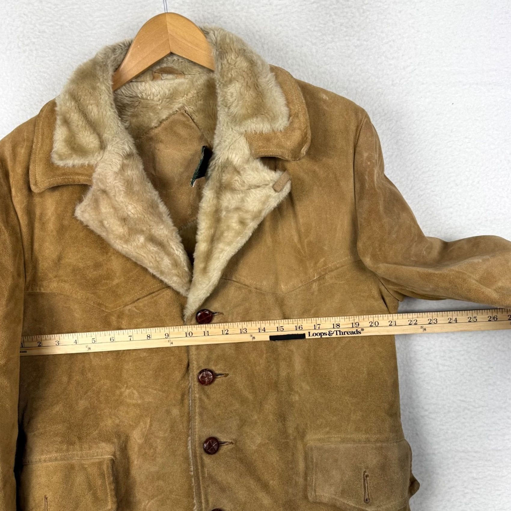 Urban Outfitters VINTAGE Outfitters Suede Rancher Western Coat Faux Fur Lined 1970s Mens L Brown Size US L / EU 52-54 / 3 - 6 Thumbnail