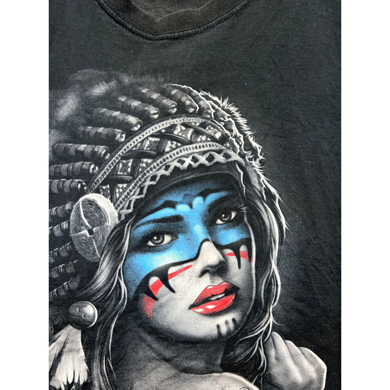 Fruit Of The Loom Vintage Native American Girl Shirt Tattoo Graphic Black 3 Size US XXL / EU 58 / 5 - 3 Thumbnail