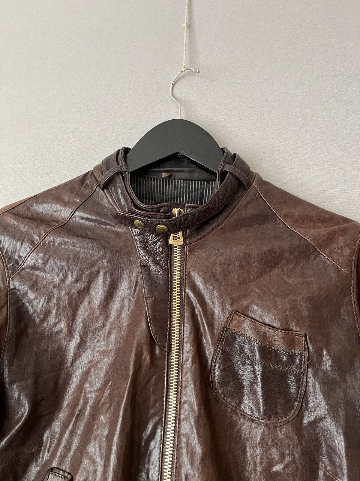 Hugo Boss Hugo Boss Real Leather Brown Bomber Jacket Detachable Pouch Size L / US 10 / IT 46 - 11 Thumbnail