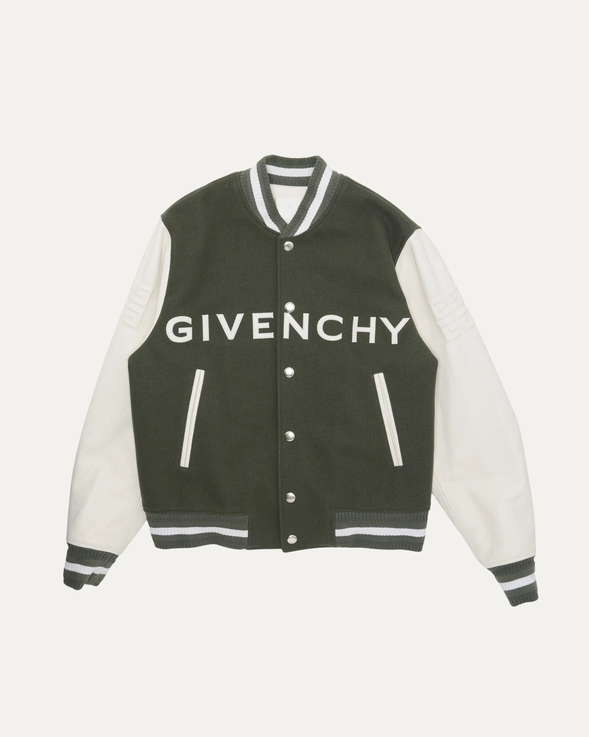 Givenchy o1srvl11e0325 Varsity Bomber Jacket in White/Green Size US M / EU 48-50 / 2 - 1 Thumbnail