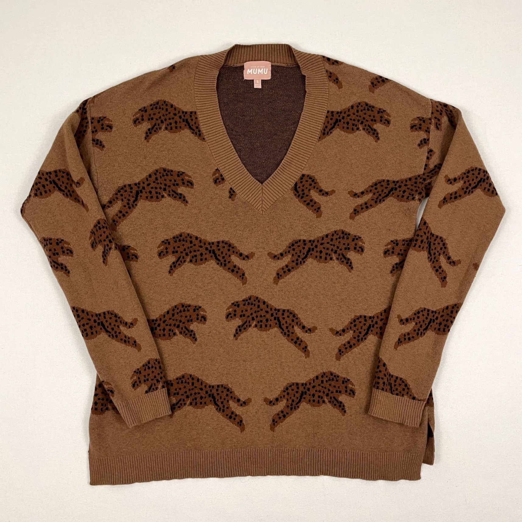 Vintage Mumu Gilligan Sweater Womens S Brown Jumping Cheetah Knit Jumper Size S / US 4 / IT 40 - 2 Thumbnail