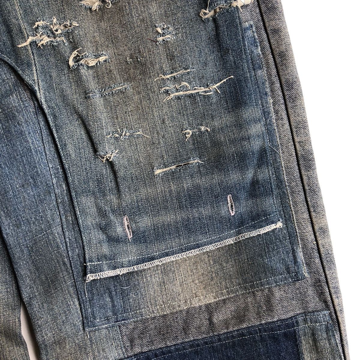 Designer Rework Distressed Dyed Washed Denim Jeans With Multi Pocket Size US 32 / EU 48 - 5 Thumbnail