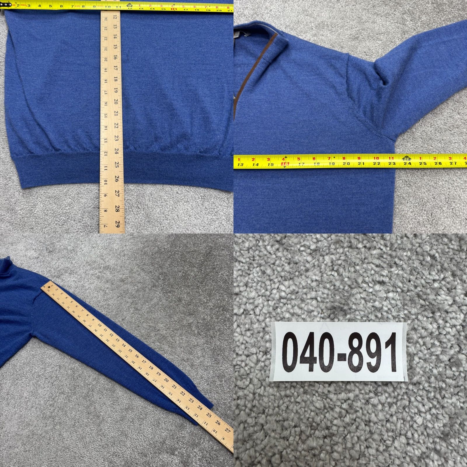 Peter Millar Peter Millar Merino Wool 1/4 Zip Up Pullover Sweater Men L Blue Knit Stretch Size US L / EU 52-54 / 3 - 9 Thumbnail
