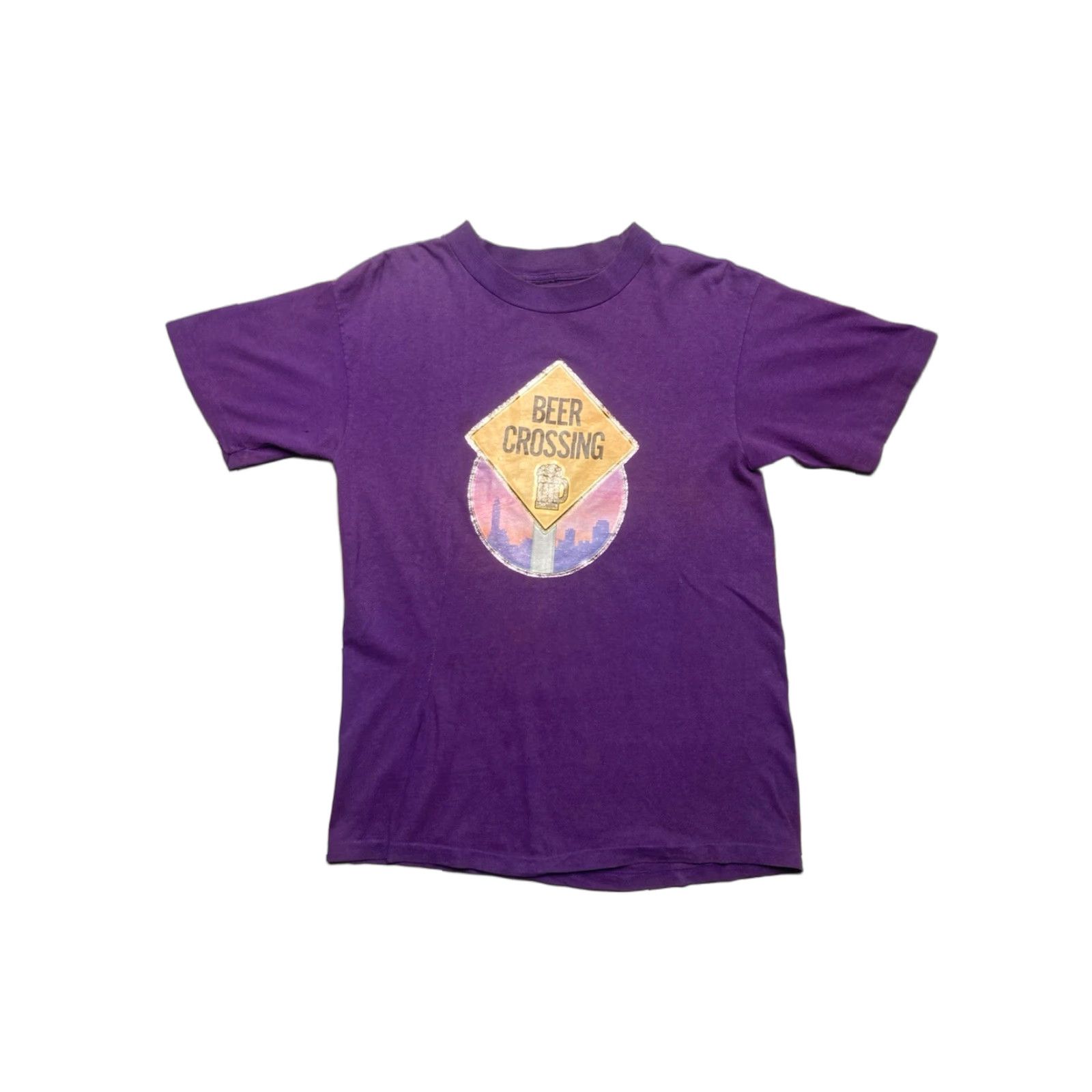 Vintage VINTAGE 80s 90s T Shirt Beer Crossing Drinking Funny Novelty Alcohol Large Mens Purple 80s 90s Beer Crossing T-Shirt Large Mens Size US L / EU 52-54 / 3 - 1 Thumbnail